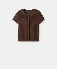 Mango Women's Short-Sleeved Crochet Cardigan