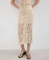 Mango Women's Openwork Knitted Skirt