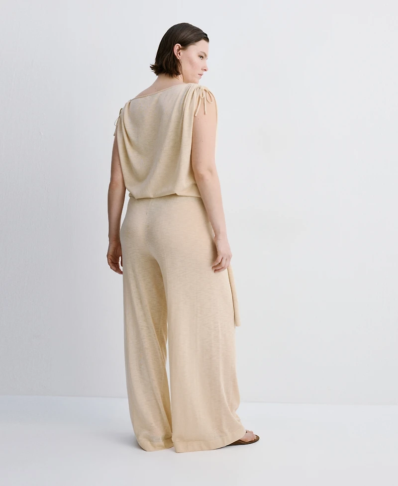 Mango Women's Knot Detail Fine-Knit Pants