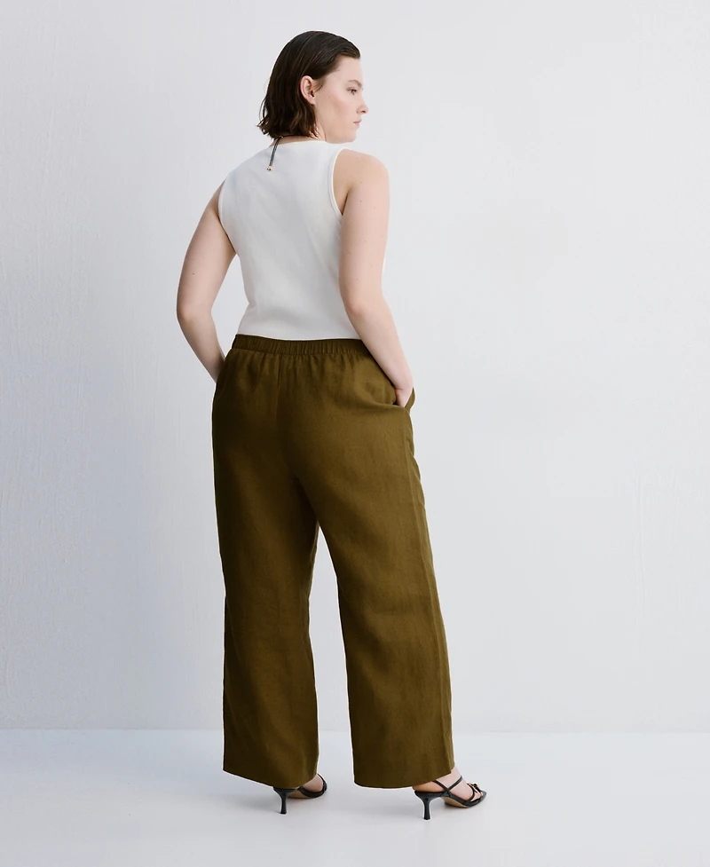 Mango Women's Straight Linen-Blend Pants