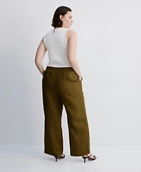 Mango Women's Straight Linen-Blend Pants