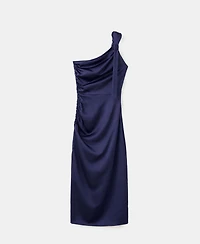 Mango Women's Side Ruched Asymmetric Dress