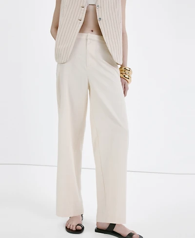 Mango Women's Linen High-Waist Trousers
