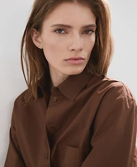 Mango Women's Chest-Pocket Cotton Shirt