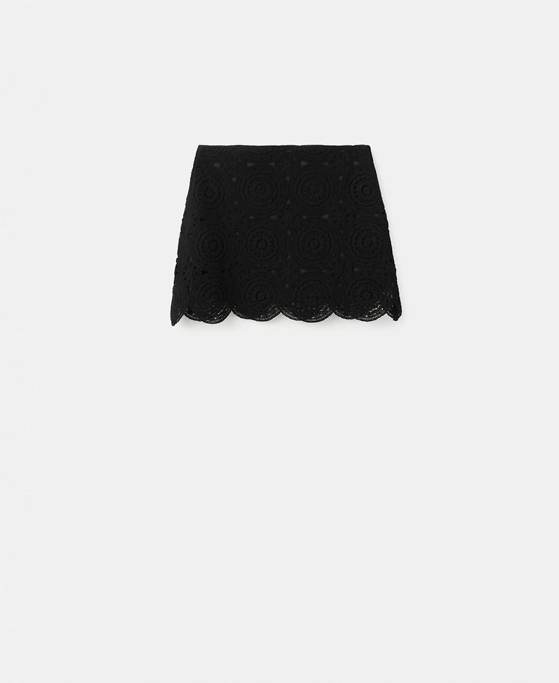 Mango Women's Crochet Mini Skirt