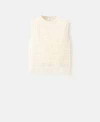Mango Women's Ruched Mixed-Fabric Top