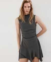 Mango Women's Ruffled Hem Short Ruched Dress