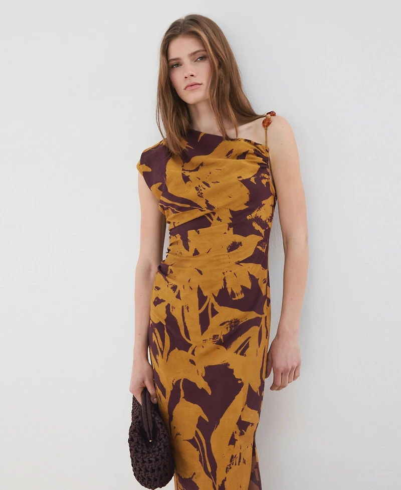 Mango Women's Printed Asymmetrical Dress