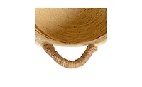 Household Essentials Handwoven Corded Paper and Cattail Striped Baskets with Handles, Set of 3