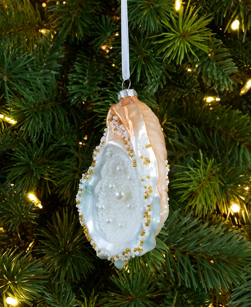 Holiday Lane Seaside Glass Oyster Ornament, Macy's Exclusive
