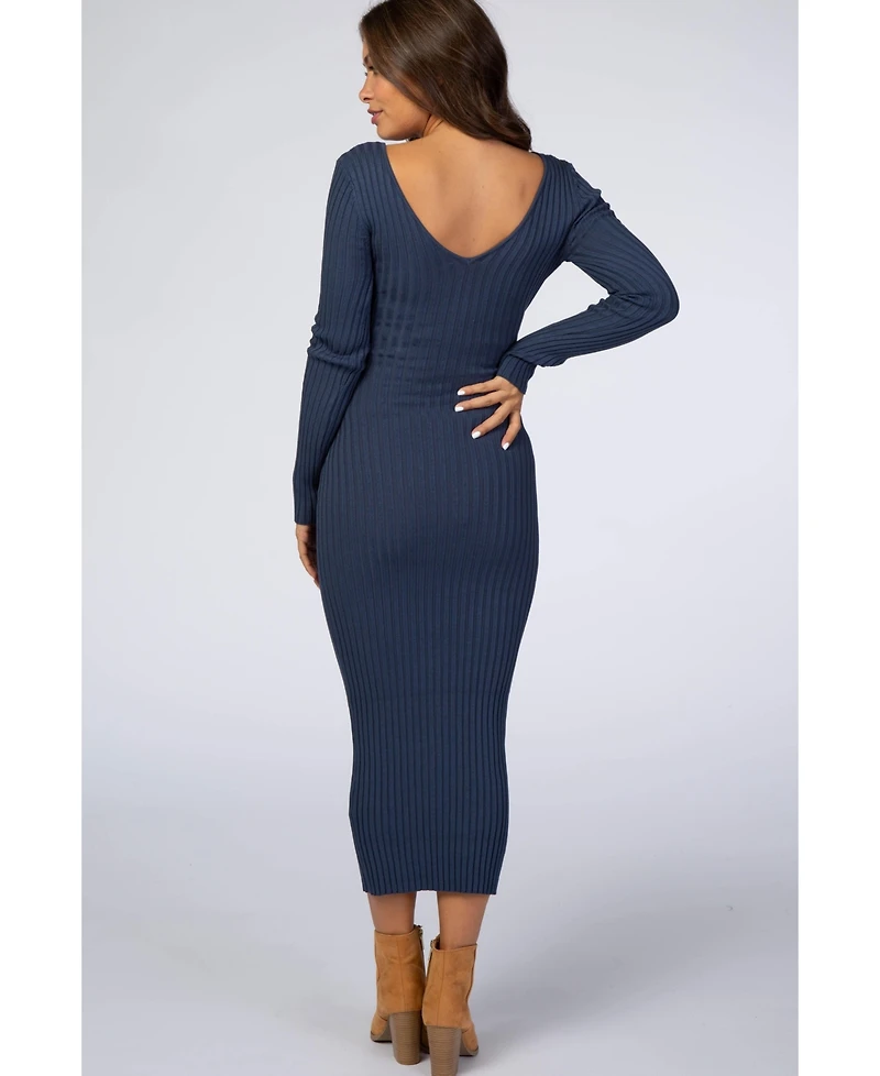 Pinkblush Maternity Light Olive V-Neck Long Sleeve Fitted Maxi Dress