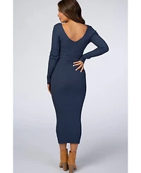 Pinkblush Maternity Light Olive V-Neck Long Sleeve Fitted Maxi Dress