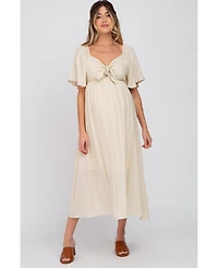 Pinkblush Maternity Plum Front Tie Ruffle Sleeve Midi Dress