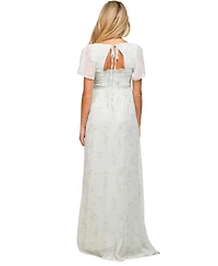 Pinkblush Women's Floral Smocked Chiffon Maxi Dress