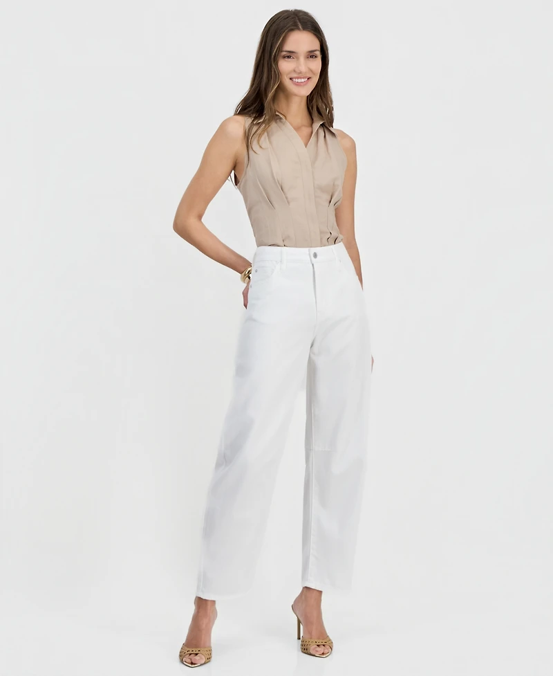 I.n.c. International Concepts Women's High-Rise Barrel-Leg Ankle Jeans, Macy's Exclusive