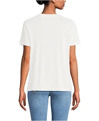 Lands' End Women's Short Sleeve Linen Blend V-Neck Tee