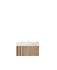 Sillysis Wall Mounted Bathroom Vanity with Carrara Sintered Stone Top, Undermount Ceramic Sink