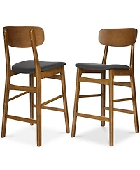 Best Choice Products 2-Piece Farmhouse Counter Height Bar Stool Set with Cushioned Seat, Wooden Backrest