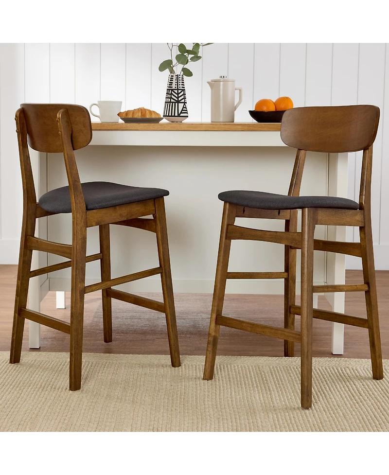 Best Choice Products 2-Piece Farmhouse Counter Height Bar Stool Set with Cushioned Seat, Wooden Backrest