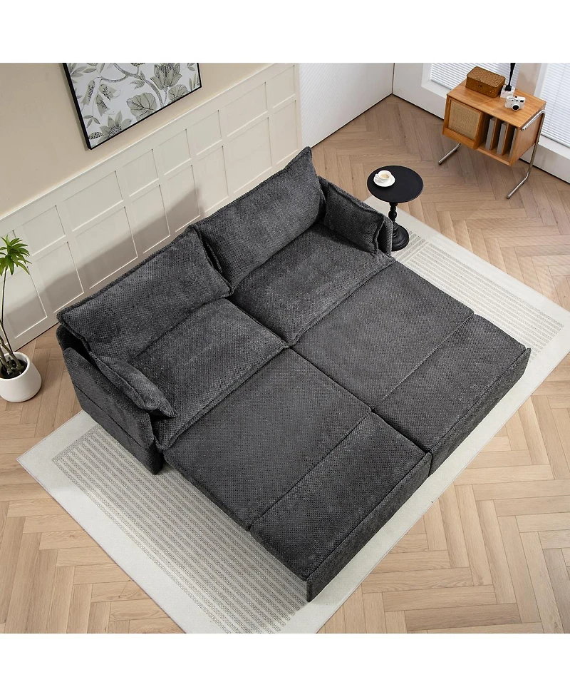 Streamdale Furniture 3-in-1 Corduroy Sofa Bed with Storage and Charging