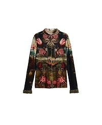 Desigual Women's T-shirt with Rose Trim