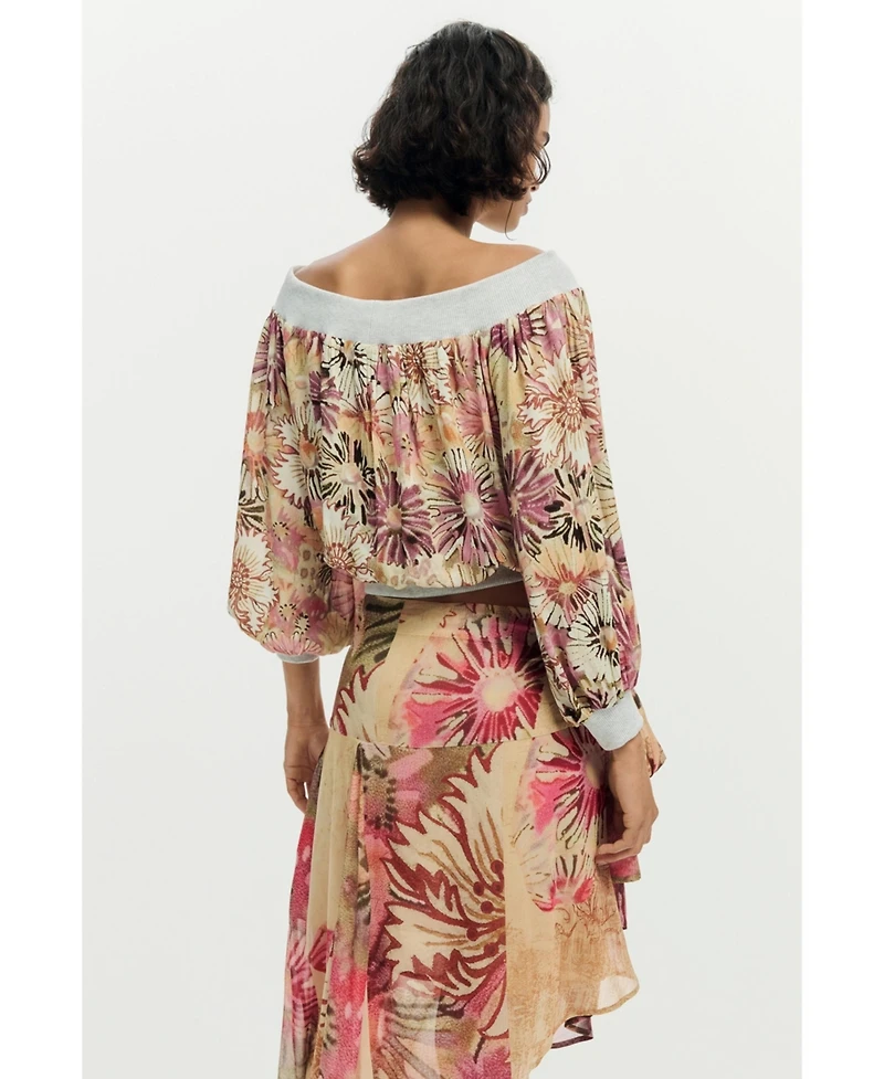 Desigual Women's Printed Strapless Blouse