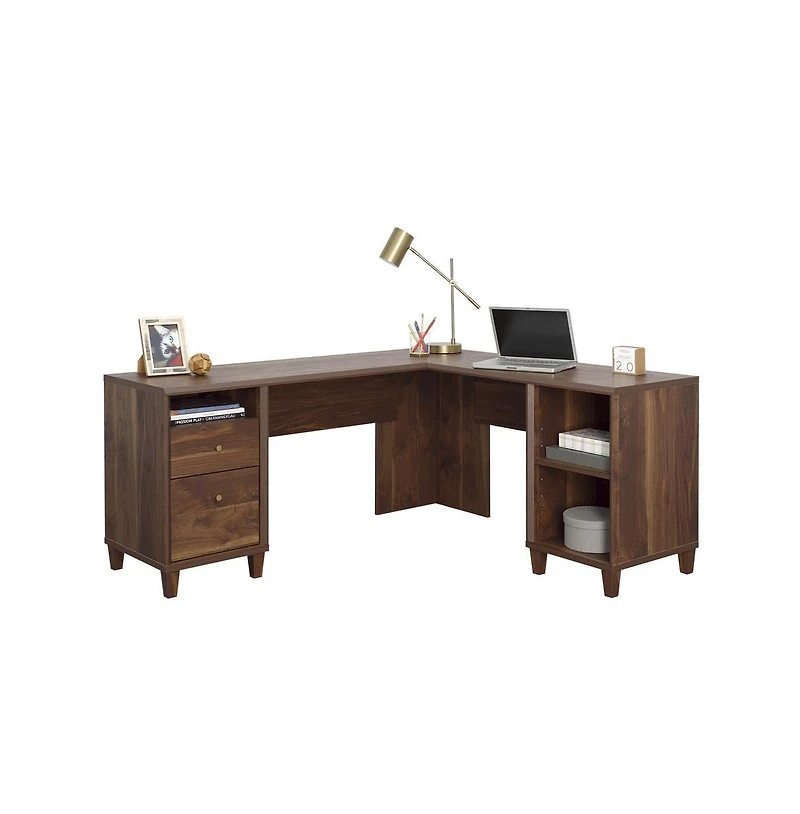 Sauder Willow Place L Desk, Grand Walnut finish