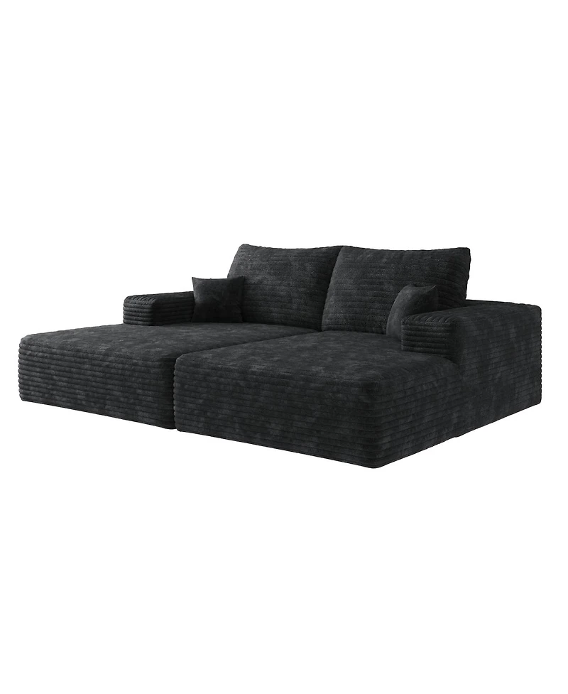 Streamdale Furniture 74.8" Modern Sofa Bed with Lounger, Plush Corduroy.