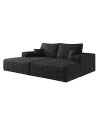 Streamdale Furniture 74.8" Modern Sofa Bed with Lounger, Plush Corduroy.