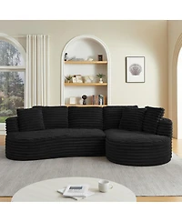 Streamdale Furniture Modern Curved L-Shape Luxury Sectional Sofa: Minimalist Comfy Sleeper Couch