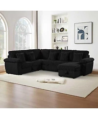 Streamdale Furniture 110" U-shaped corduroy sofa with storage