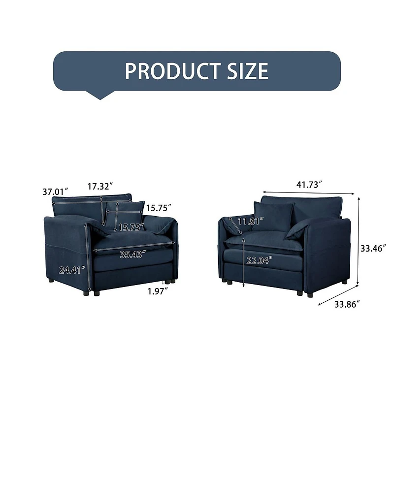 Streamdale Furniture Oversized Chenille Accent Chair Set of 2, Comfy Single Sofa Chair, Modern Armchair