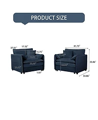 Streamdale Furniture Oversized Chenille Accent Chair Set of 2, Comfy Single Sofa Chair, Modern Armchair