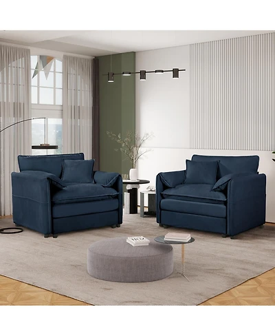 Streamdale Furniture Oversized Chenille Accent Chair Set of 2, Comfy Single Sofa Chair, Modern Armchair