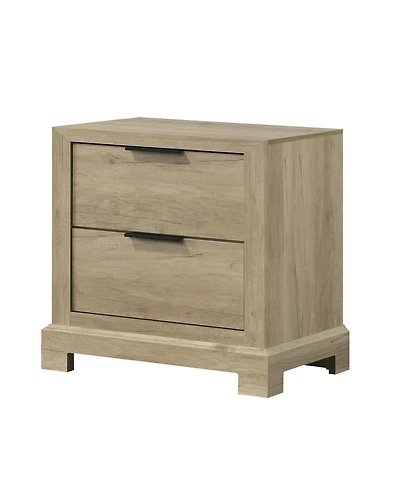 Kings Brand Furniture Modern Rustic Oak Nightstand with 2 Drawers - Contemporary Engineered Wood Bedside Table