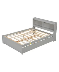 Streamdale Furniture Full Size Bed with Trundle and Bookcase Headboard
