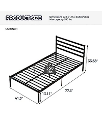 Streamdale Furniture Metal Platform Bed Frame Twin Size Storage Easy Assembly