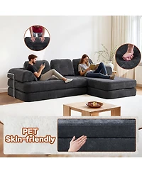 Streamdale Furniture 104" Boneless Chenille Memory Foam Modular Sectional Sofa with Chaise - No Assembly