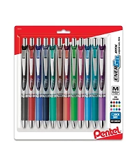 Pentel EnerGel Rtx Refillable Liquid Gel Pen, (0.7mm) Assorted Ink 12-pk