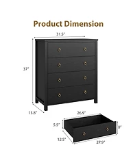 gaomon 4 Drawer Modern Dresser Tall Wooden Storage Chest Nightstand for Bedroom Nursery Hallway