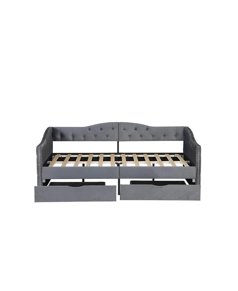 Streamdale Furniture Full Boucle Cloud Bed With Storage Drawers and Usb Charging