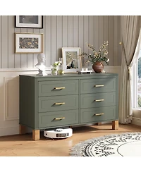 Streamdale Furniture 6-Drawer Double Dresser with Metal Handles