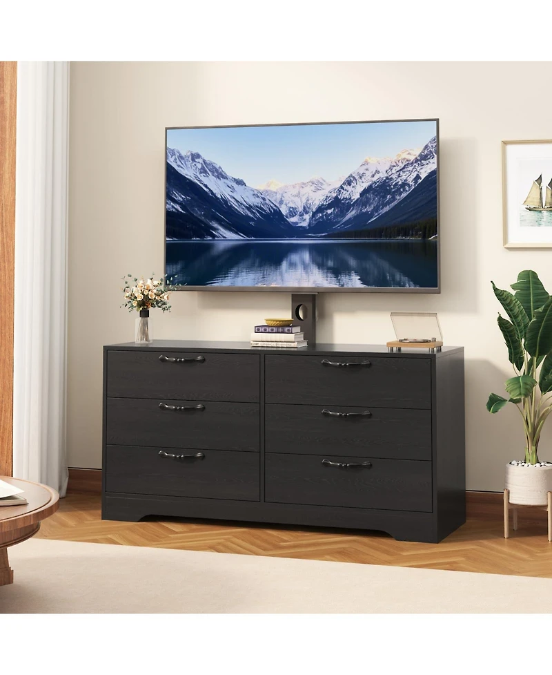 gaomon 47.2 Tv Stand with Mount for Tvs , Media Console with 6 Drawers and Adjustable TV Bracket