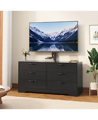 gaomon 47.2 Tv Stand with Mount for Tvs , Media Console with 6 Drawers and Adjustable TV Bracket