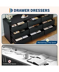 gaomon TV Stand with Mount for Tvs, Modern Media Console 9 Drawers and Adjustable Height Bracket