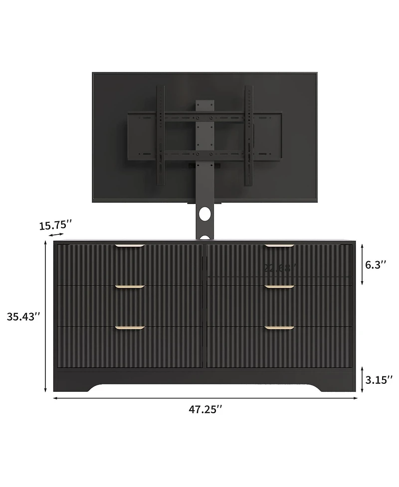 gaomon Tv Stand with Mount for TVs ,Modern Entertainment Center 6 Drawers and Adjustable Bracket