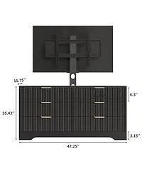 gaomon Tv Stand with Mount for TVs ,Modern Entertainment Center 6 Drawers and Adjustable Bracket