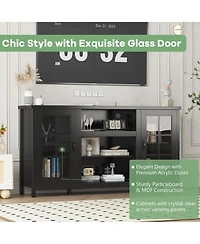 gaomon 59" Tv Stand for TVs up to 65", Wood Entertainment Center with Acrylic Doors, Shelves and Power Outlets