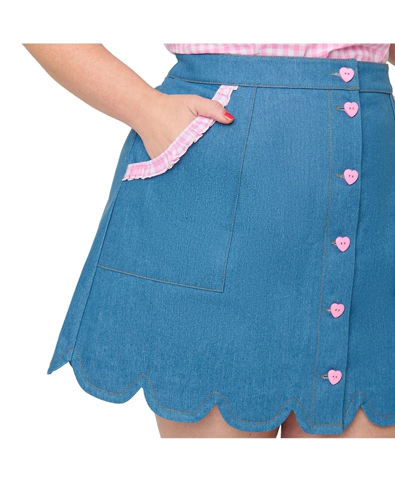 Unique Vintage Plus Scallop Hem Mini Skirt