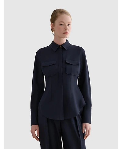 Hobbs London Women's Dannie Cinched-Waist Collard Shirt